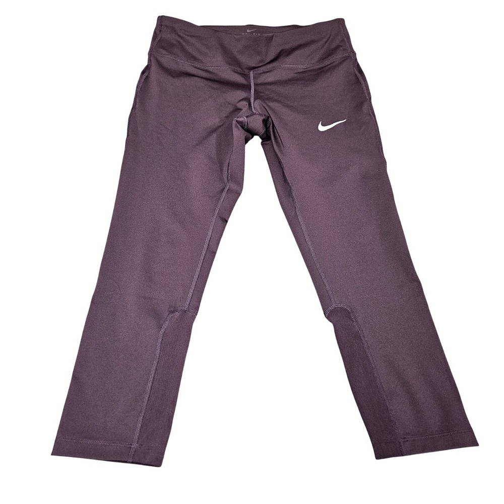 Nike Dri-FIT Leggings‎ Womens Medium Purple Cropped Running Capri Athletic Pants